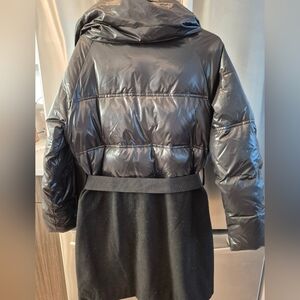 Tristan Women's 3/4 Length Black Puffer Jacket with Belt